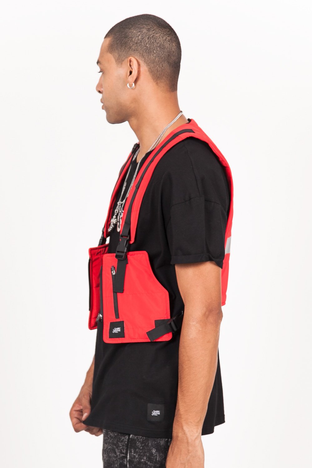 Light Short Tactical Vest Red Black