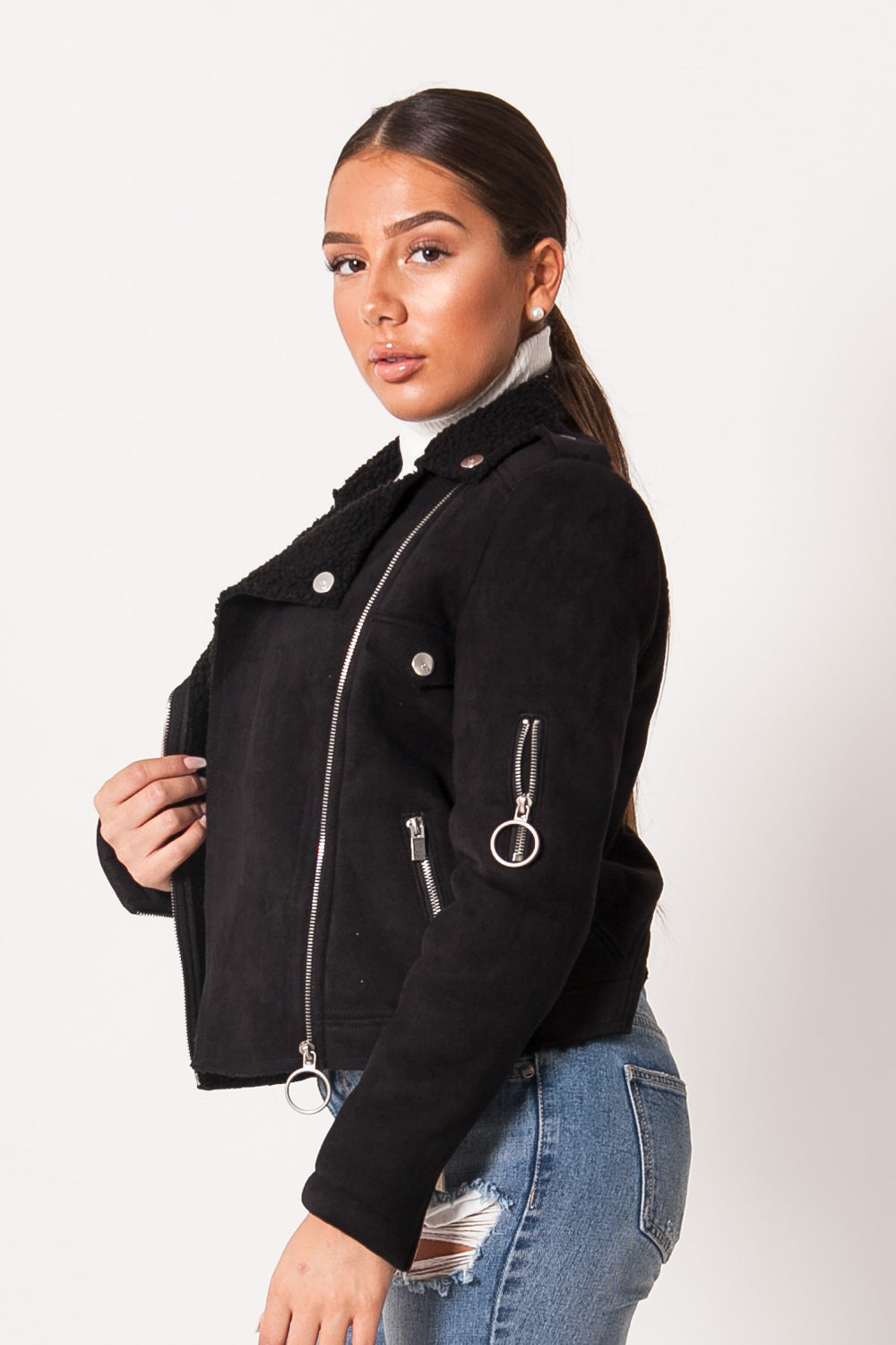 Sixth June - Veste suéde court noir