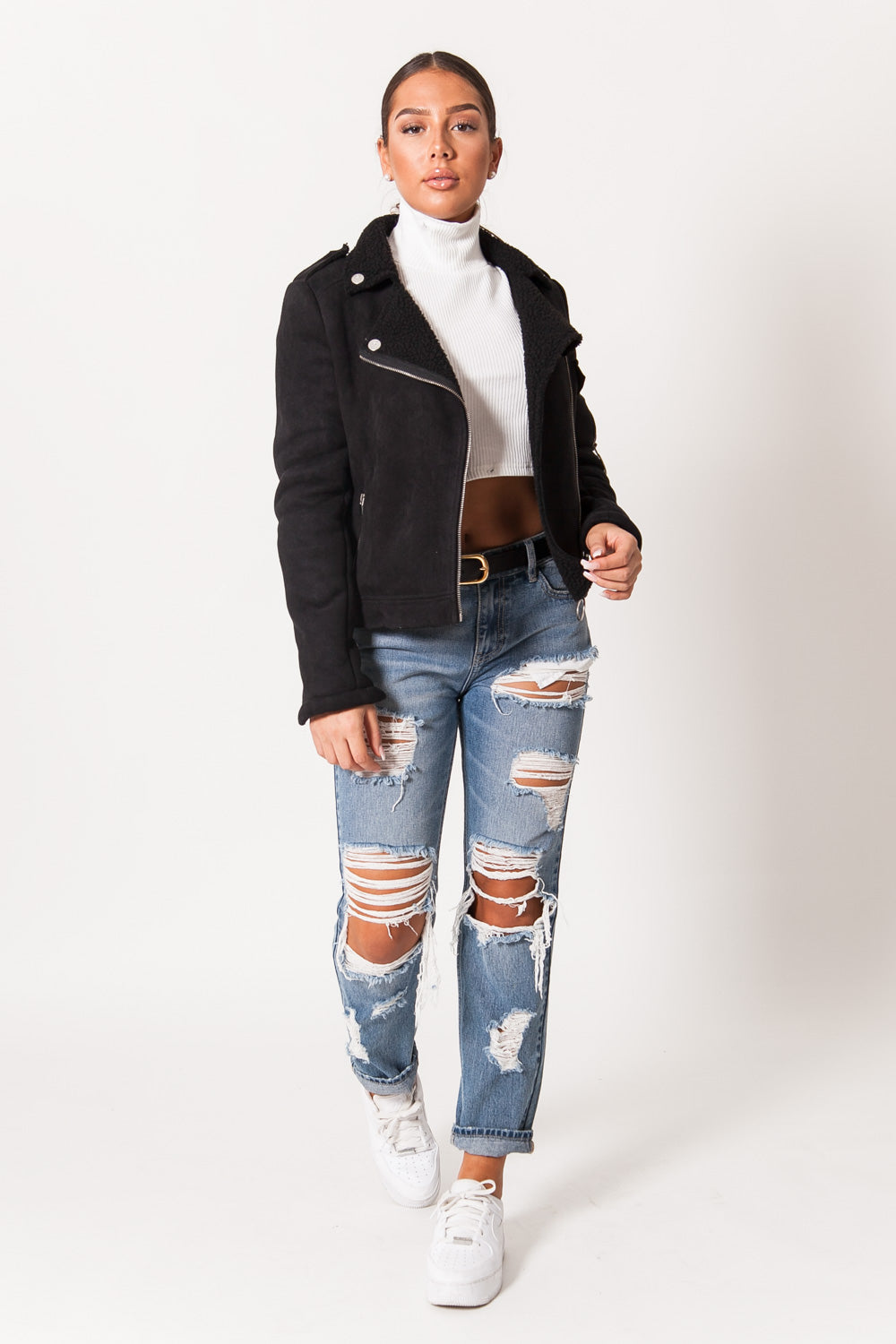 Sixth June - Veste suéde court noir