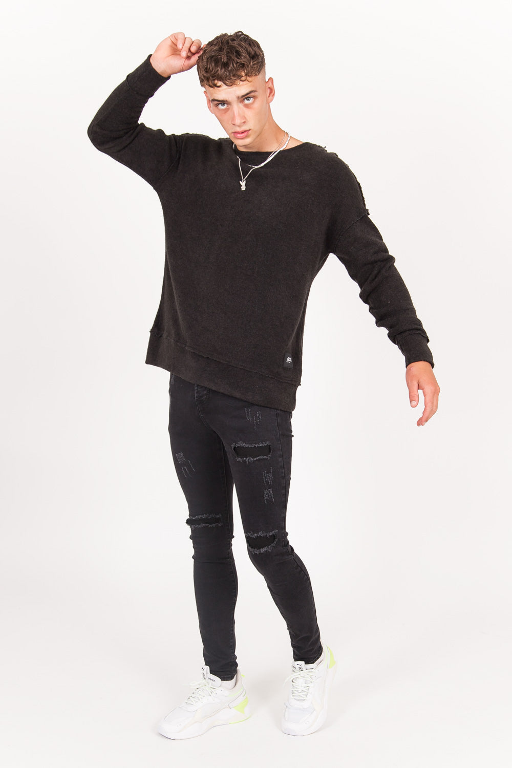 Sixth June - Jean destroy patch gauffré noir