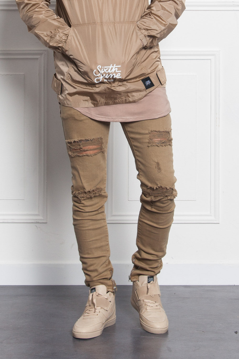 Sixth June - Denim ankle zipper sand M2458HDE