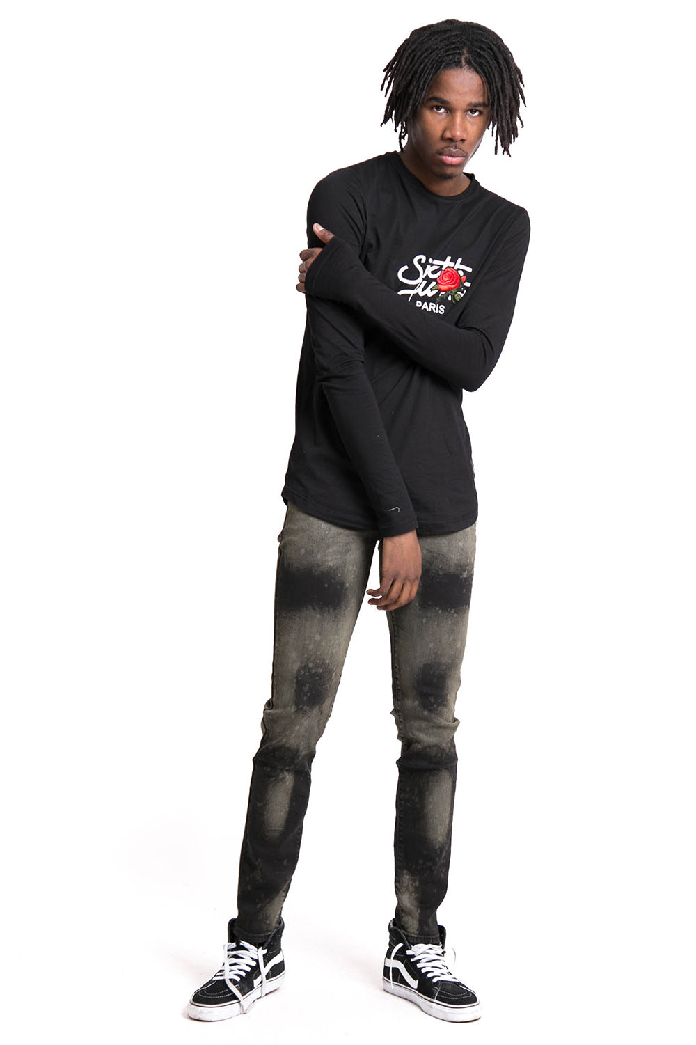 Sixth June - Jean délavé peinture kaki