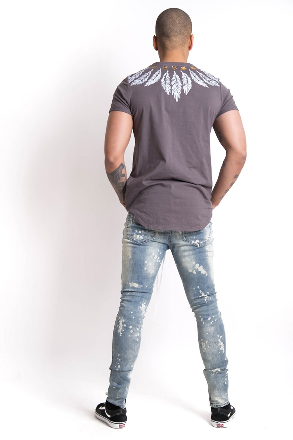 Zips Paint Washed Jeans Blue