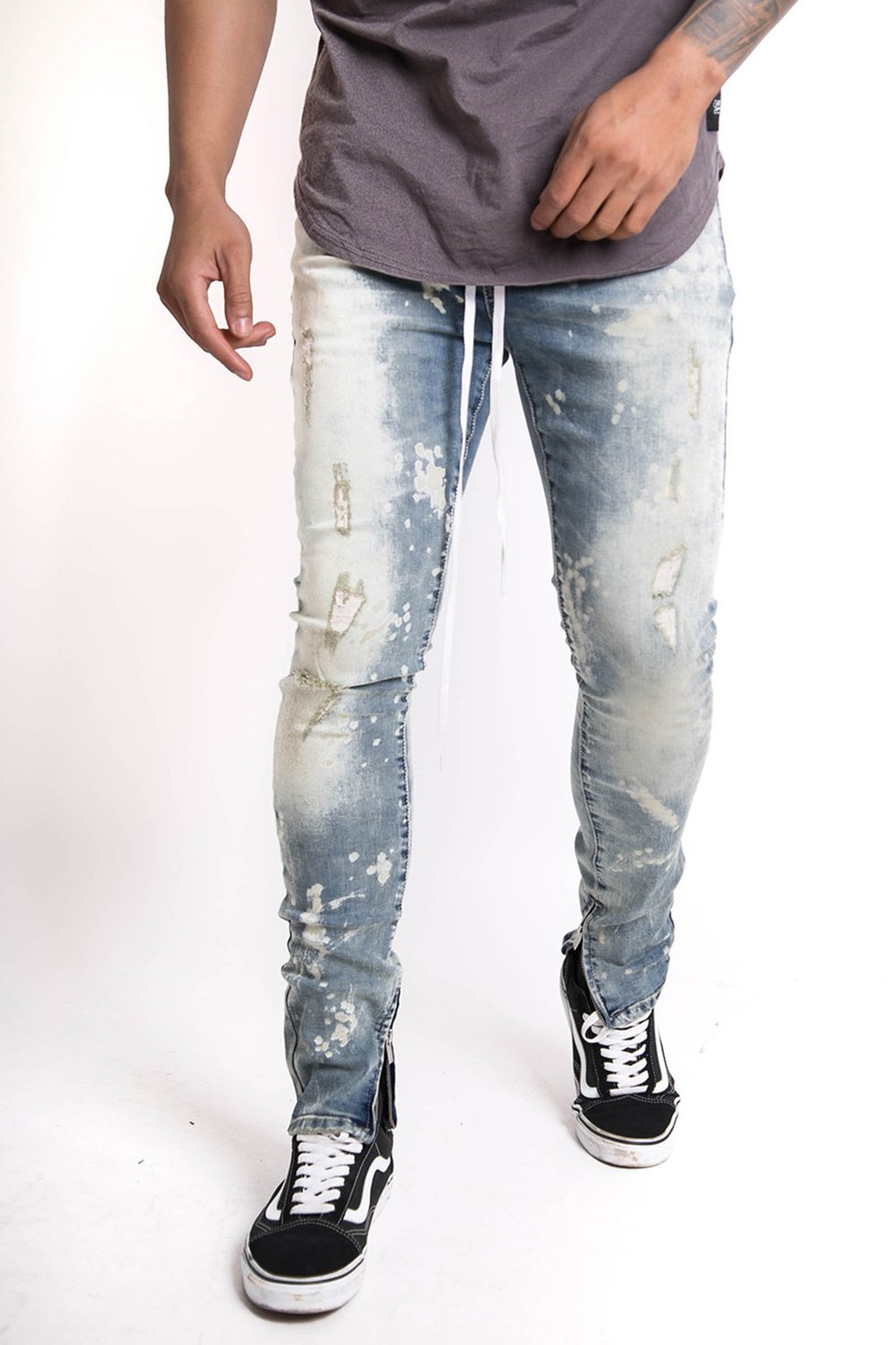 Zips Paint Washed Jeans Blue