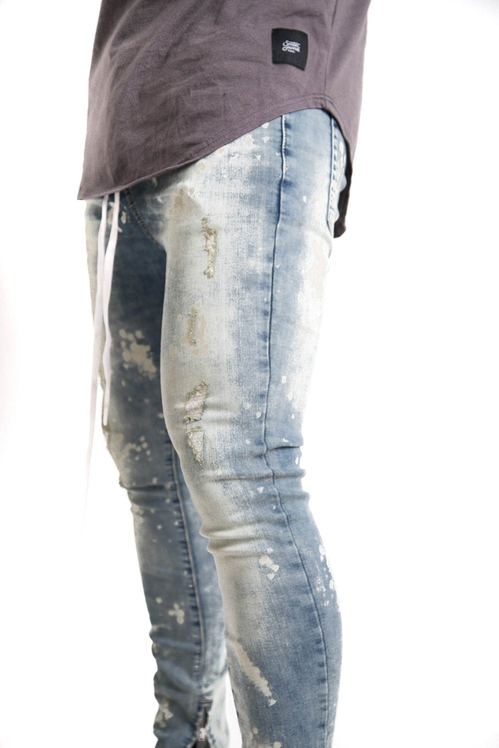 Zips Paint Washed Jeans Blue