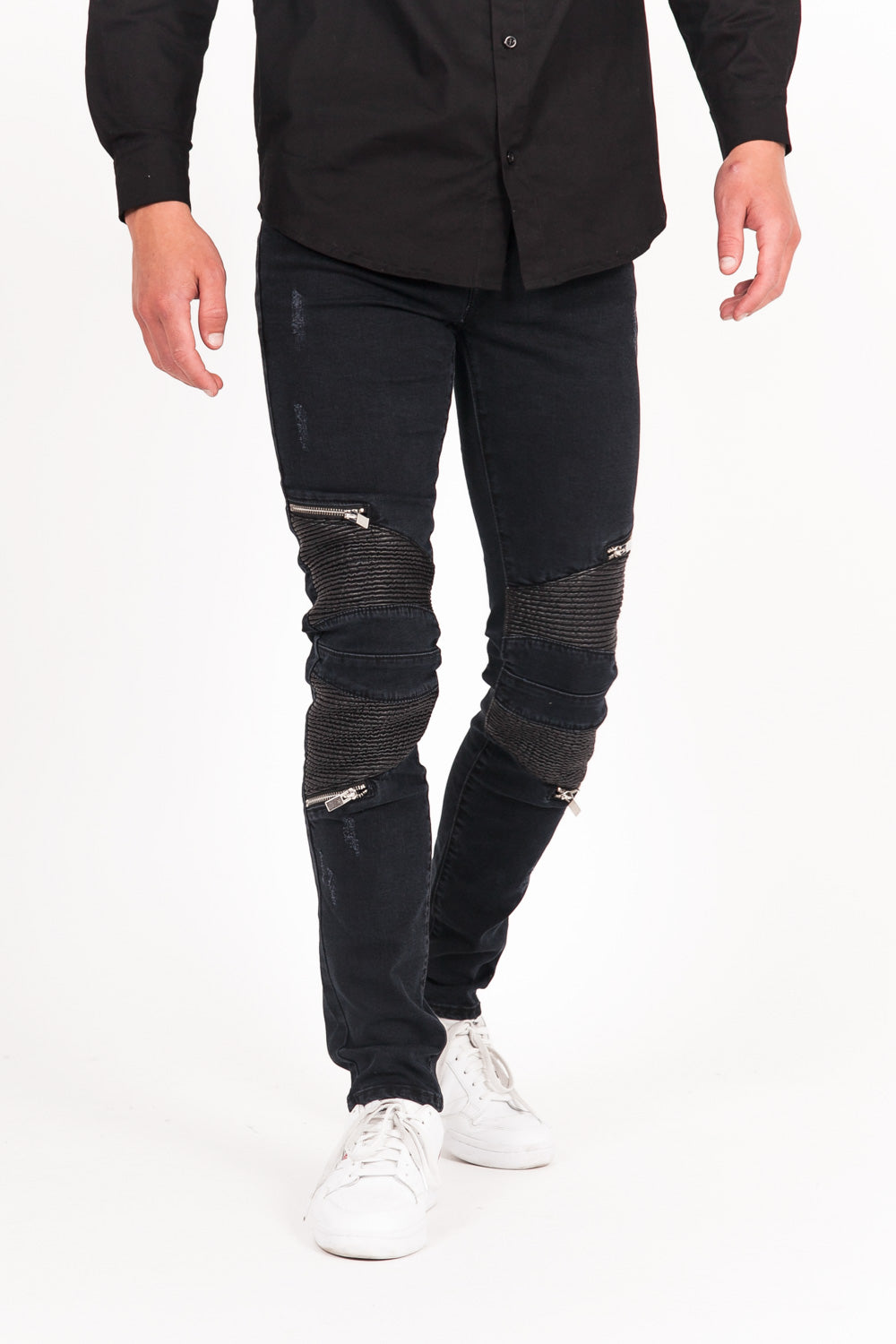 Sixth June - Jean biker destroy noir M2245HDE