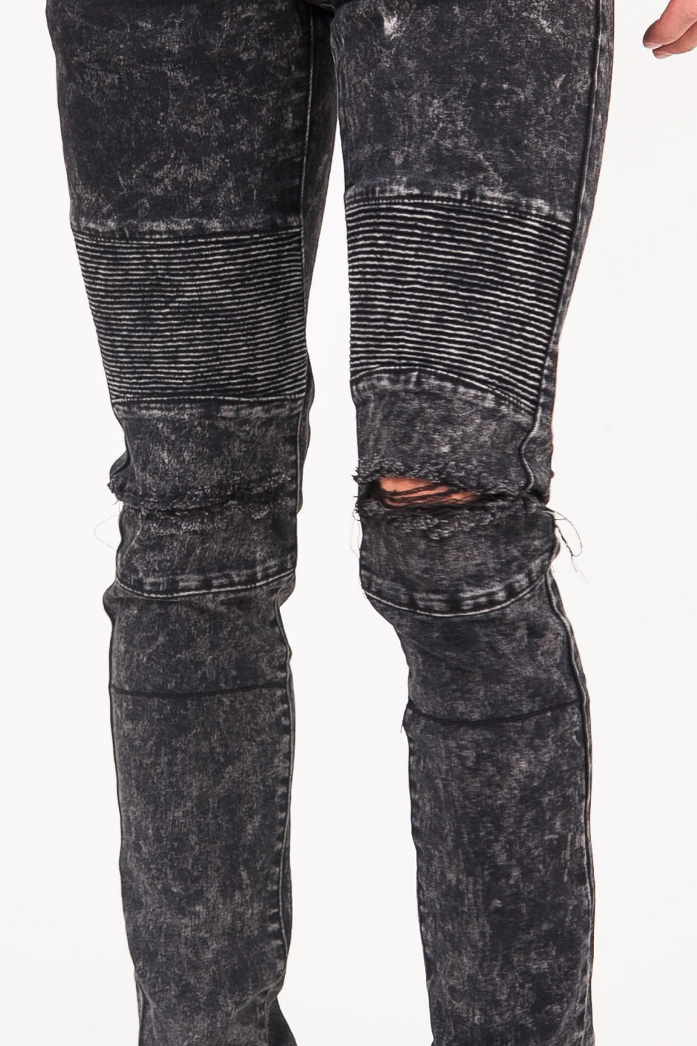 Sixth June - Jean biker destroy noir 1097K