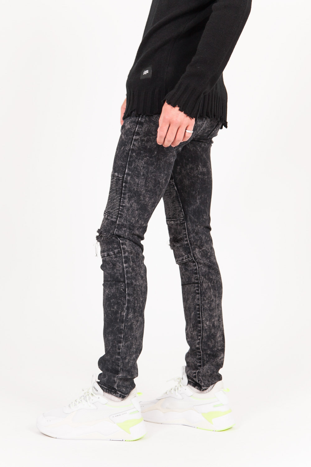 Sixth June - Jean biker destroy noir 1097K