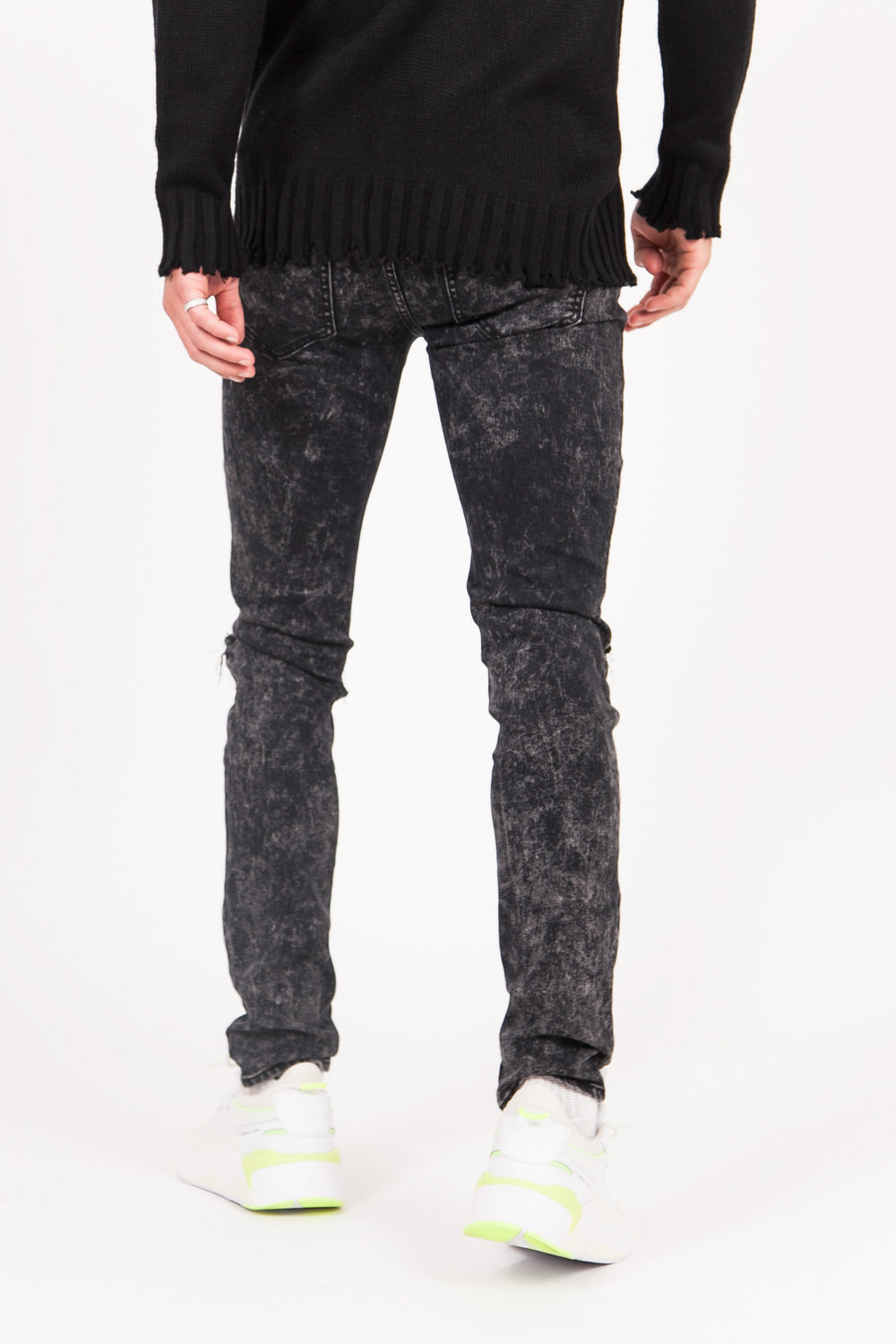 Sixth June - Jean biker destroy noir 1097K