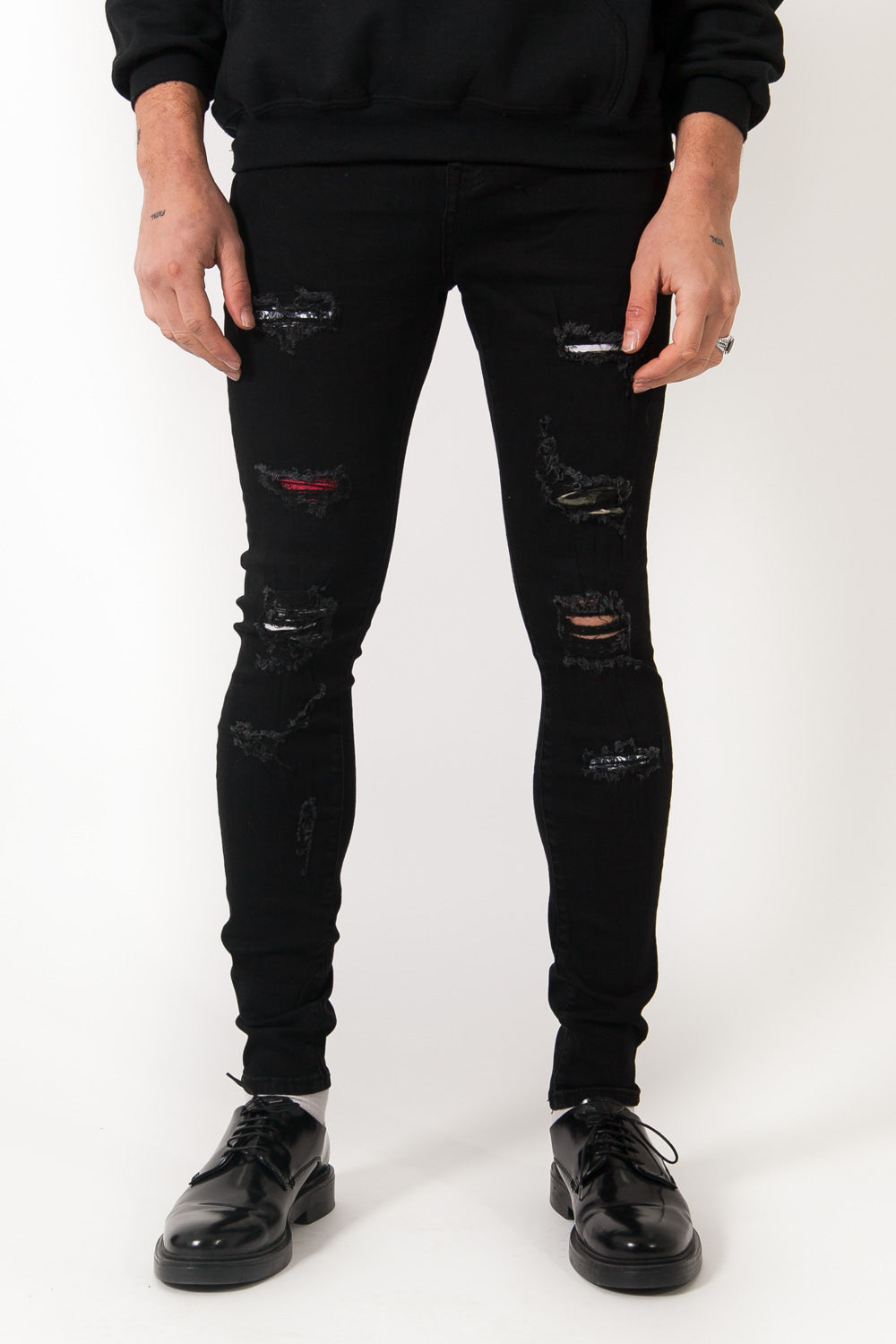 Sixth June - Jean imprimés déchirures noir