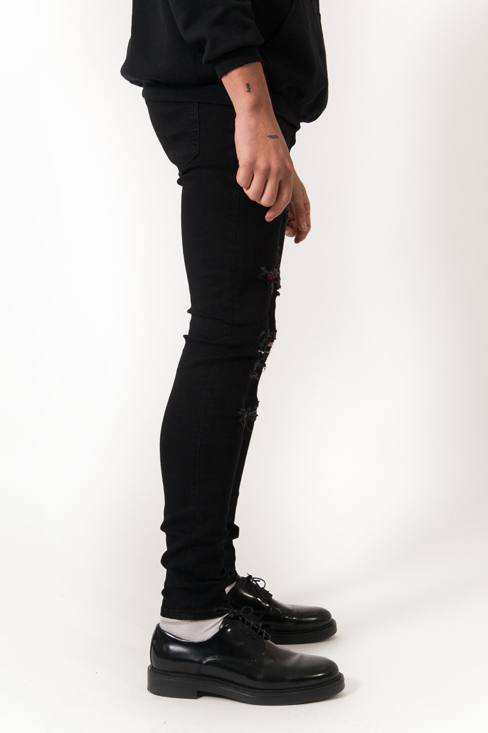 Sixth June - Jean imprimés déchirures noir