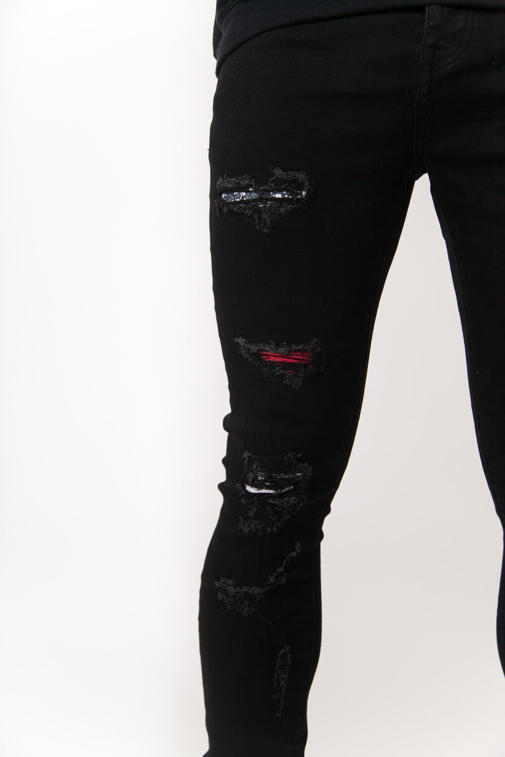 Sixth June - Jean imprimés déchirures noir