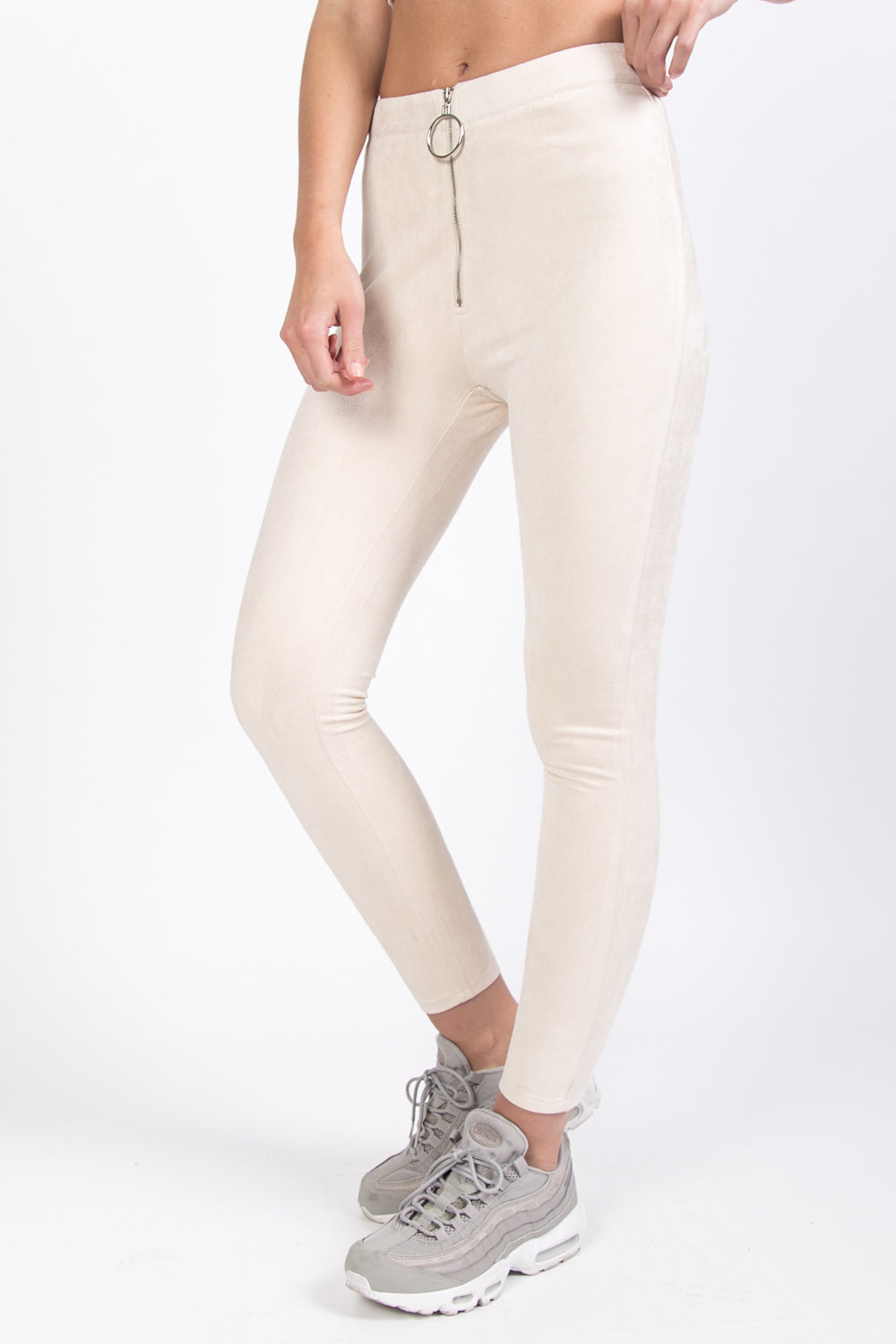 Sixth June - Legging suédine zip beige