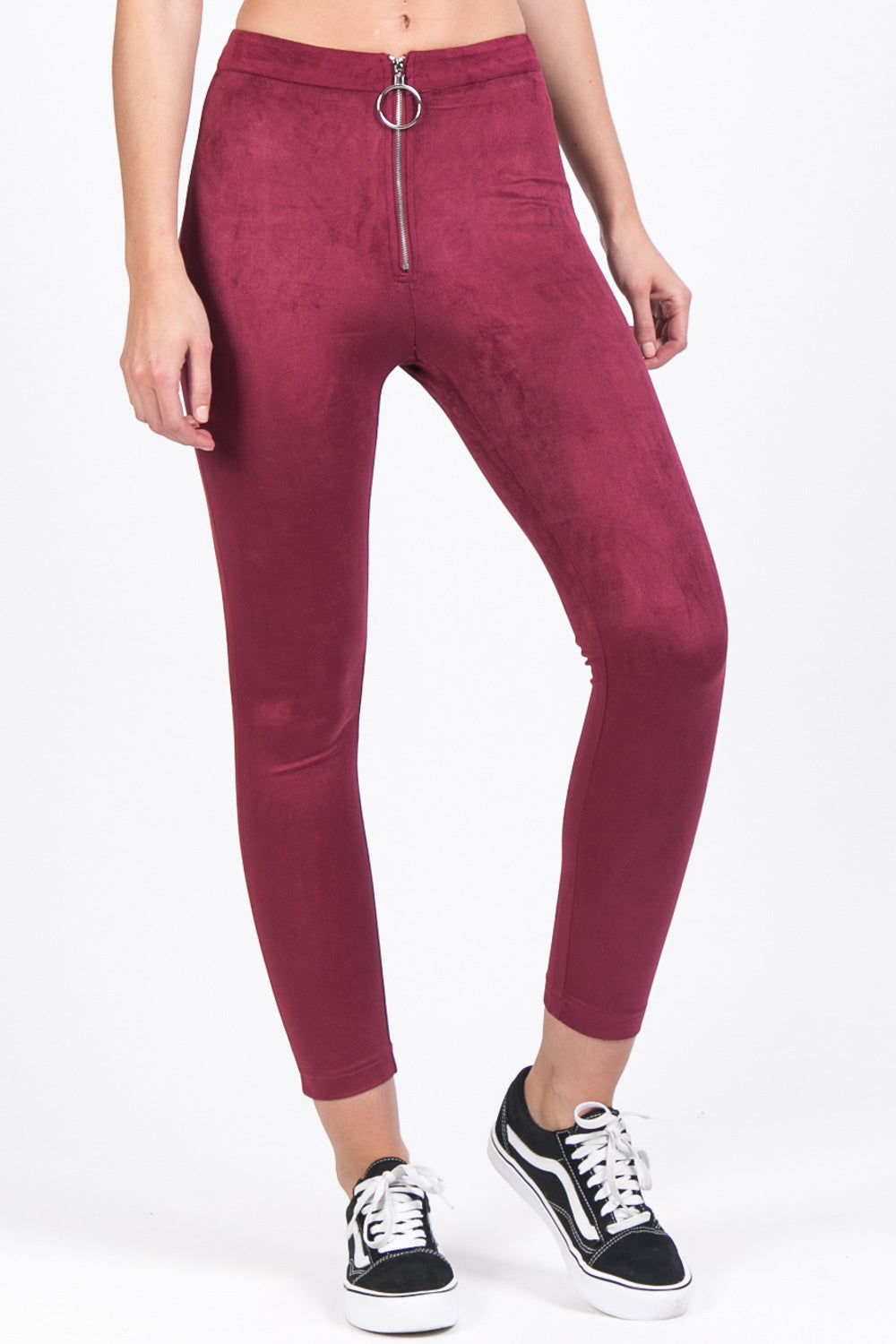 Sixth June - Legging suédine zip bordeaux