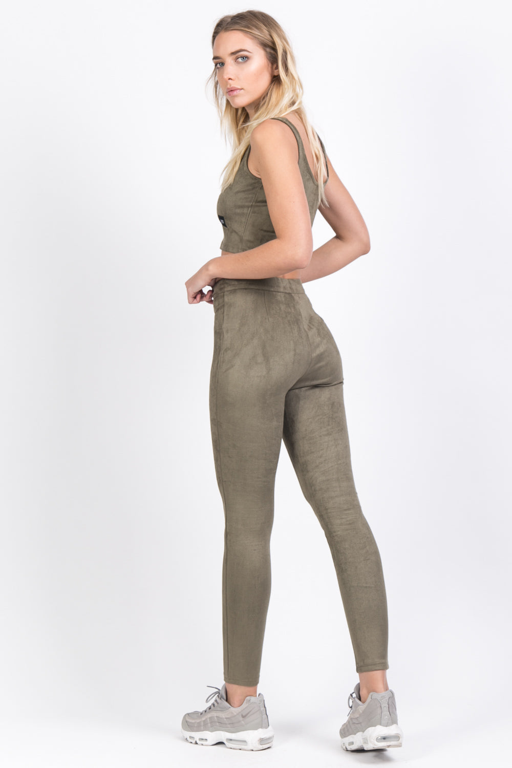 Sixth June - Legging suédine zip Sixth June kaki