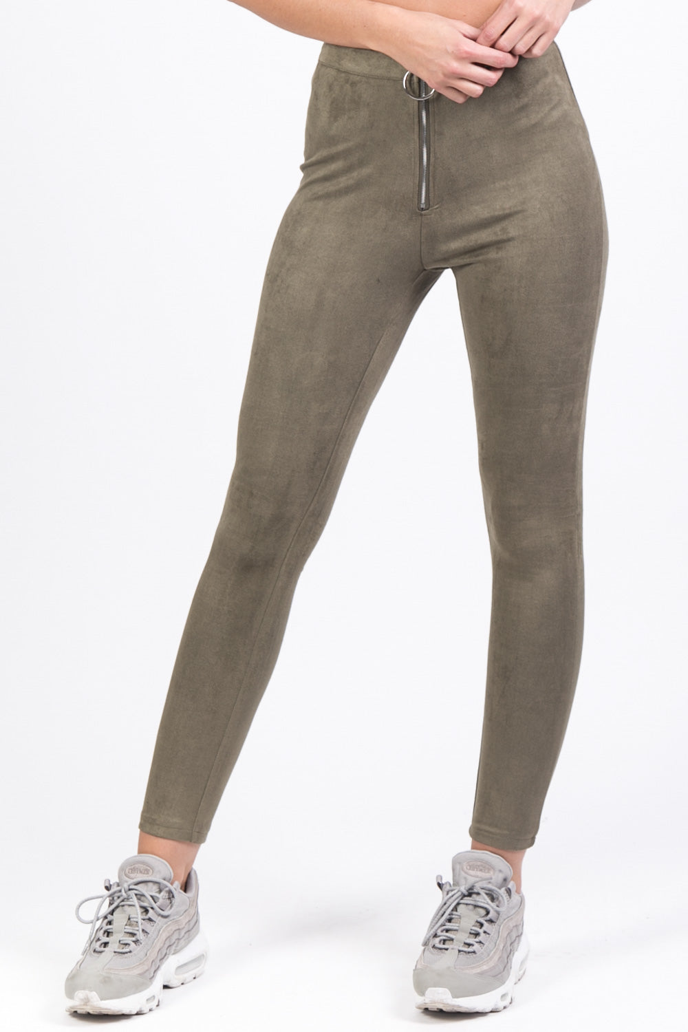 Sixth June - Legging suédine zip Sixth June kaki