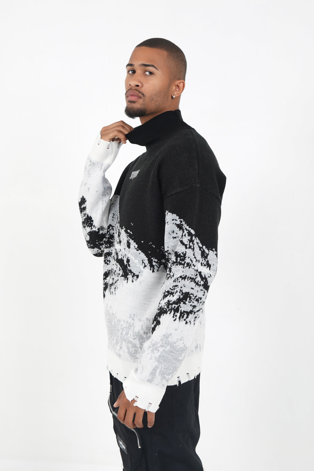 Sixth June - Pull imprimé montagne Noir