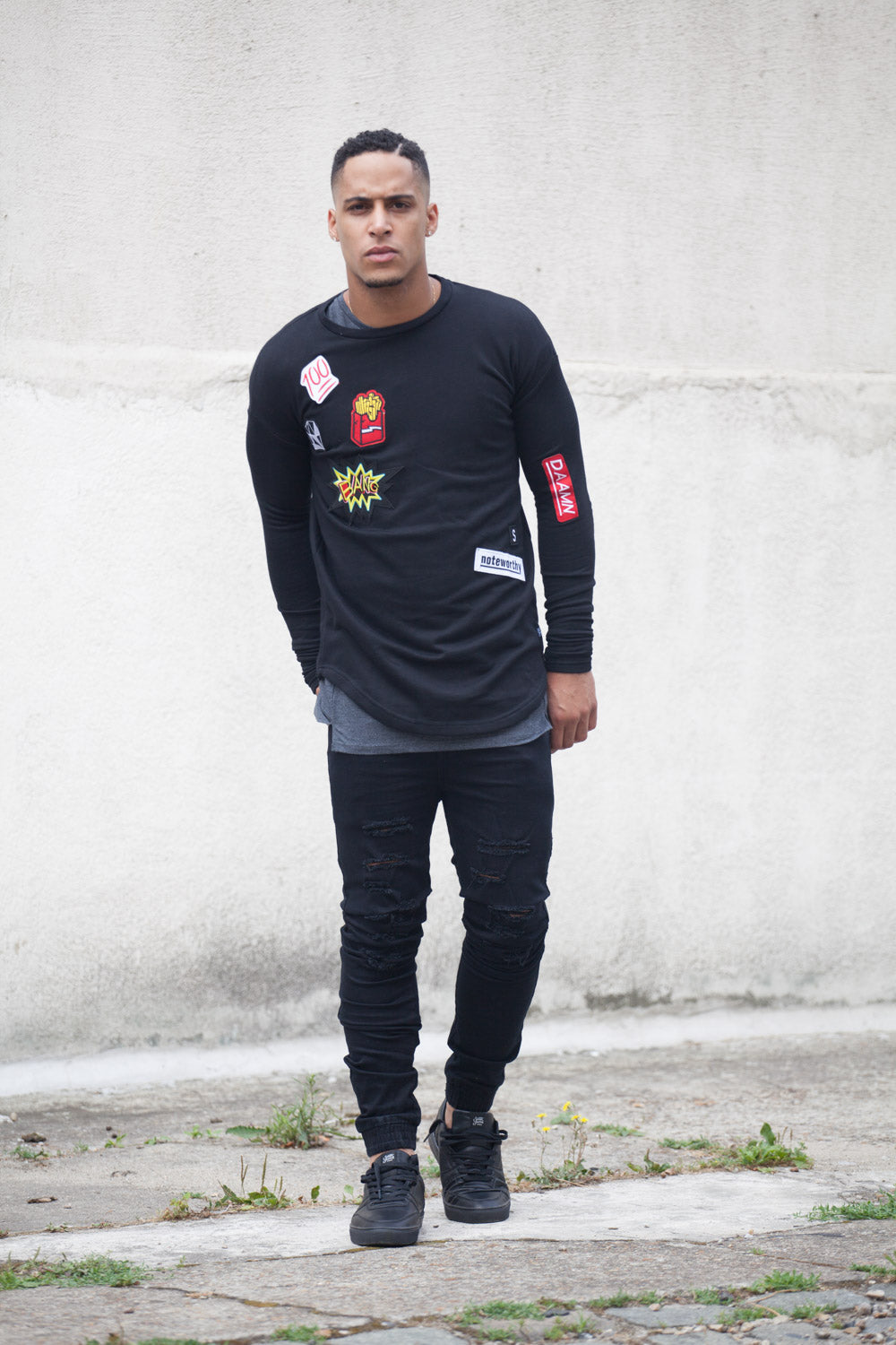 Sixth June - T-shirt patchs noir 1858C