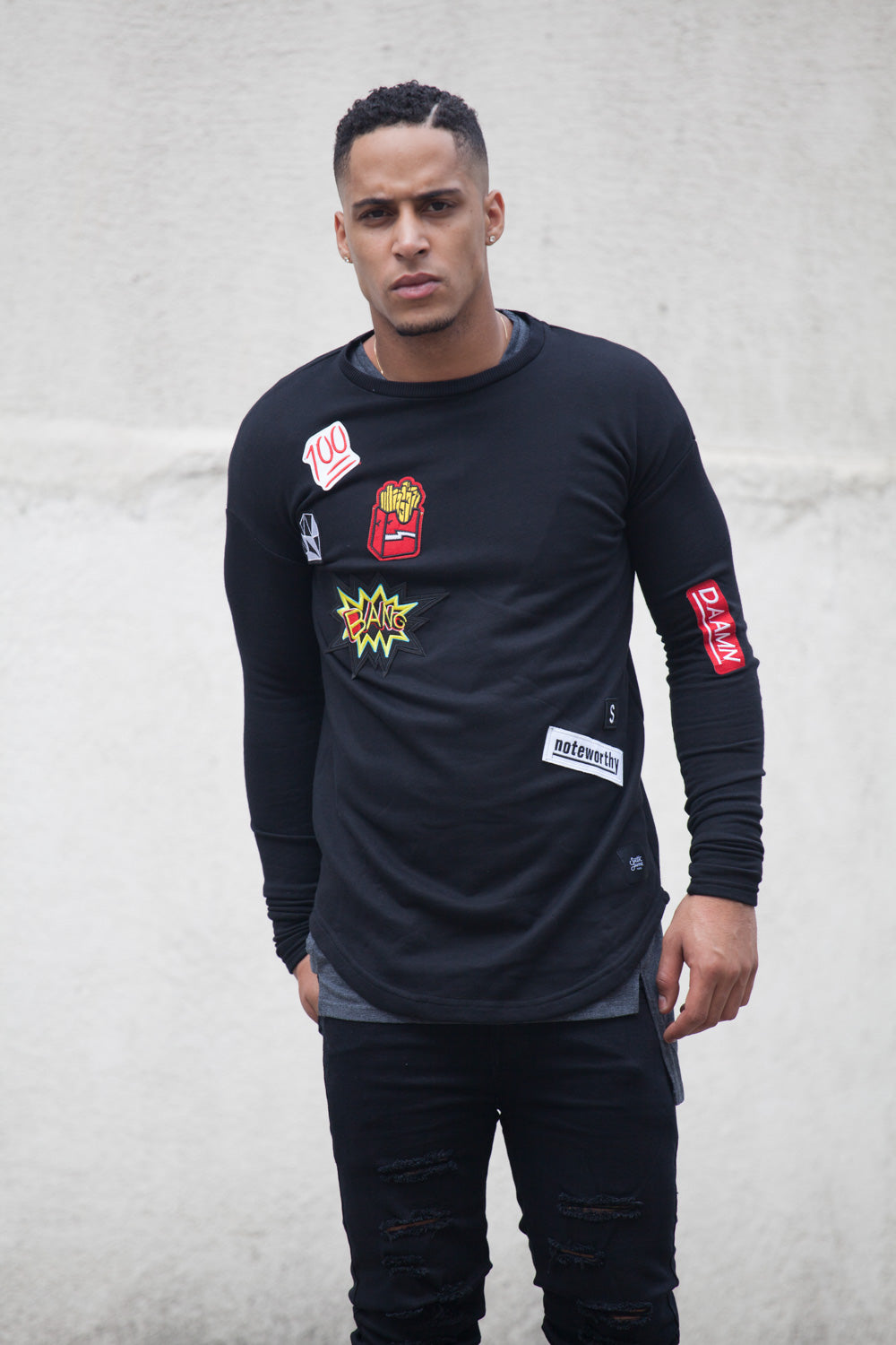 Sixth June - T-shirt patchs noir 1858C