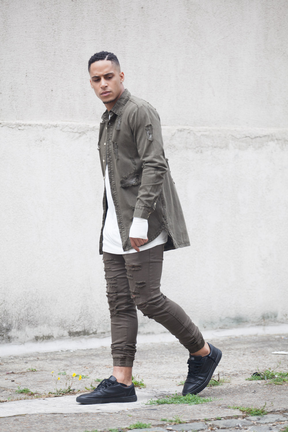 Sixth June - Chemise déchirée jean Sixth June kaki