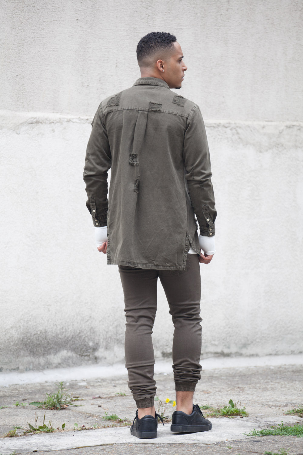 Sixth June - Chemise déchirée jean Sixth June kaki