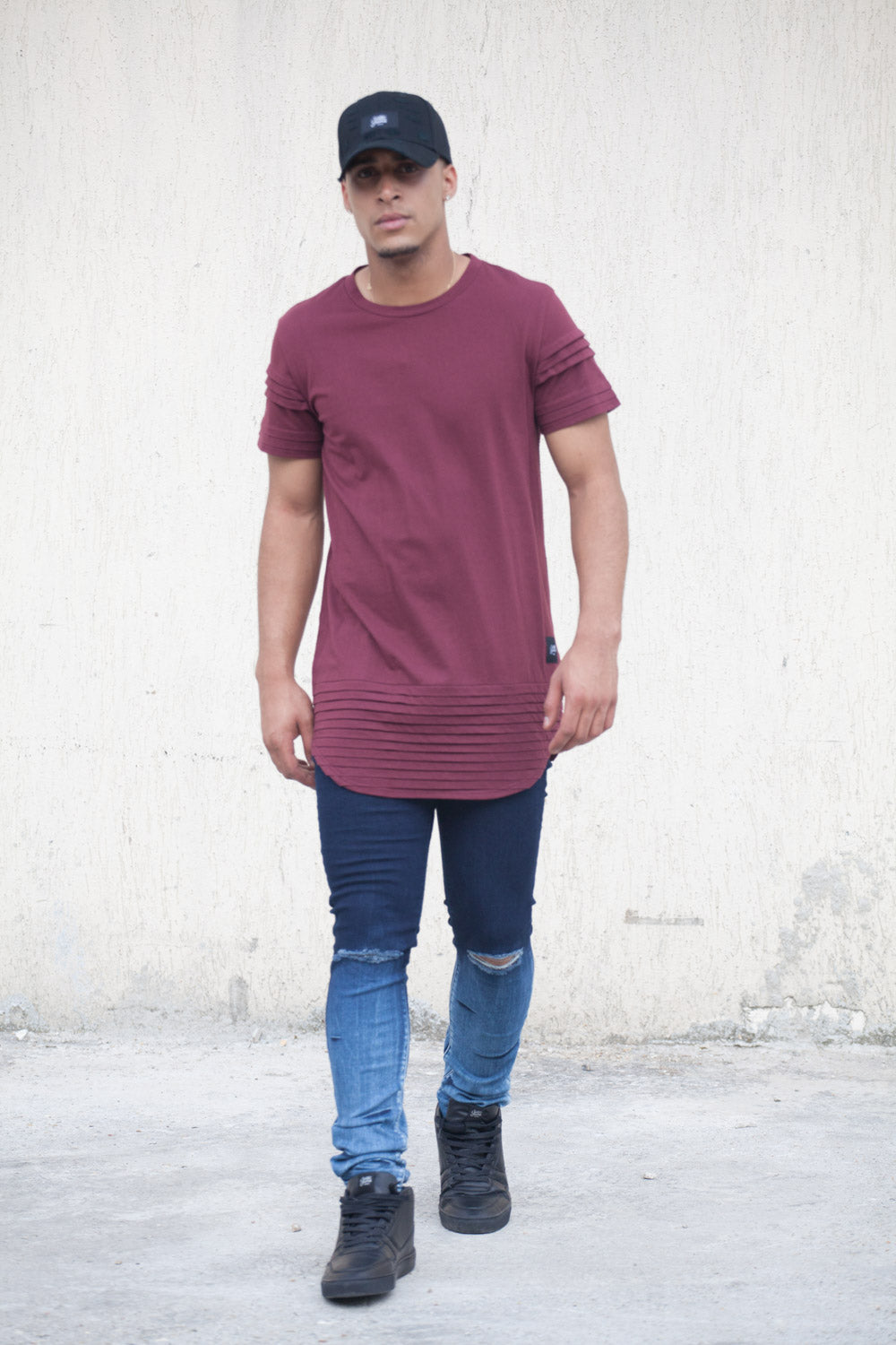 Sixth June - T-shirt bandes relief bordeaux 2125C