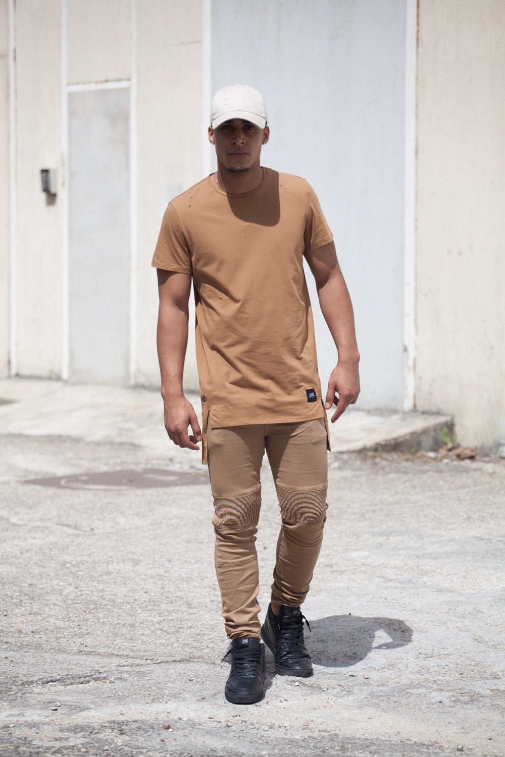 Sixth June - T-shirt asymétrique oversize camel 2131C
