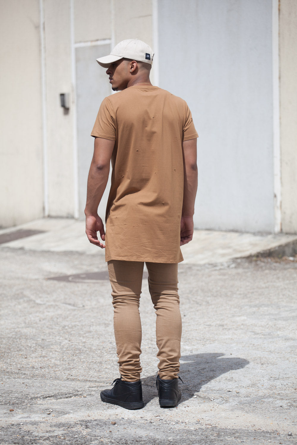 Sixth June - T-shirt asymétrique oversize camel 2131C