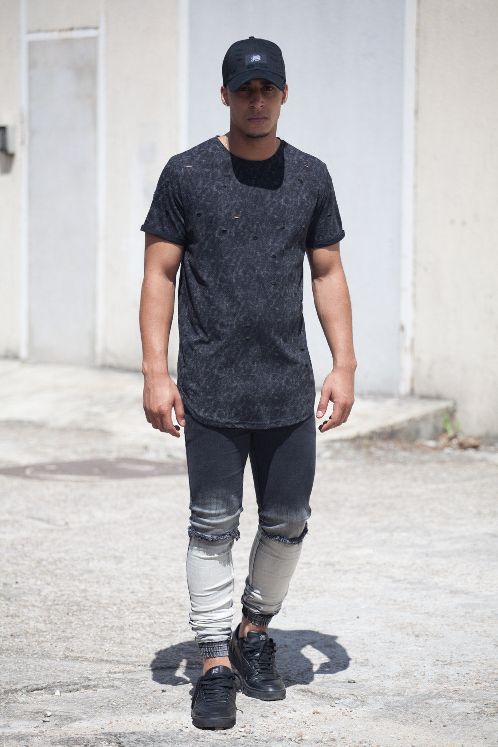 Sixth June - T-shirt délavé Acid wash noir M2137PTL