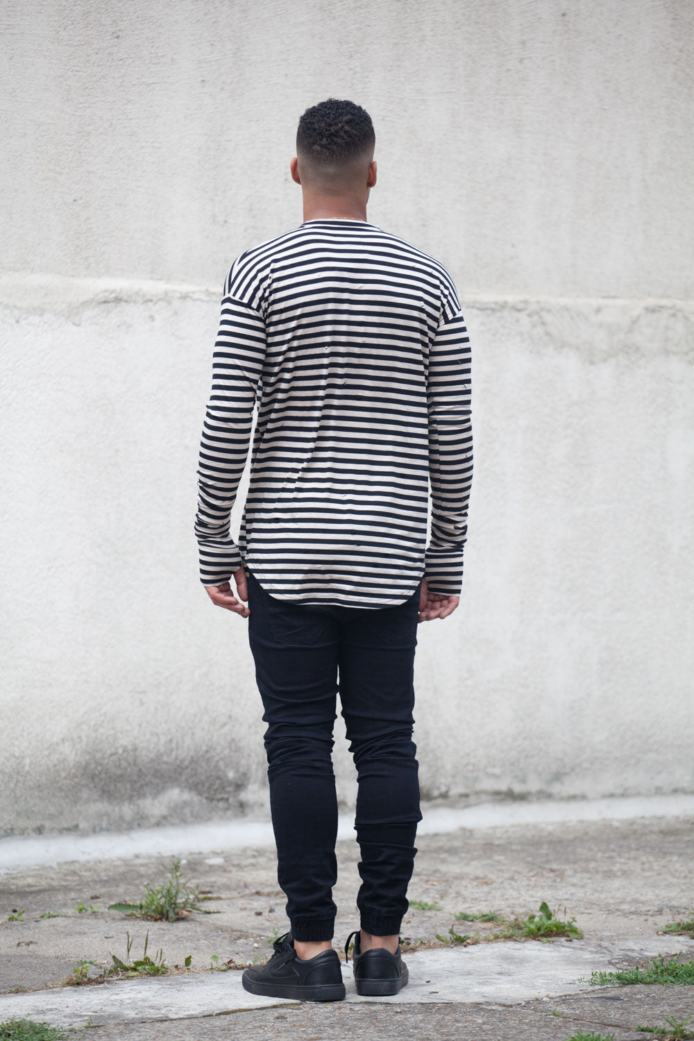 Sixth June - T-shirt marinère manches longues noir beige M2203CTL