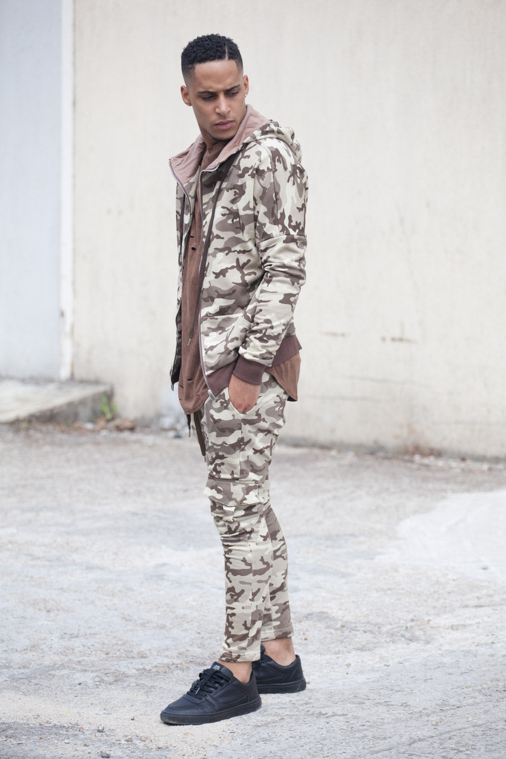 Sixth June - Sweat capuche zippé camouflage beige M2205VJA