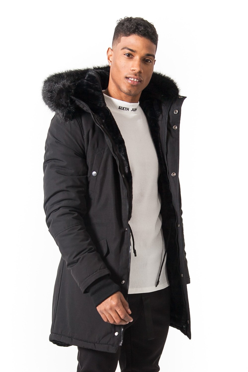 Sixth June - Parka nylon doublure fourrure noir