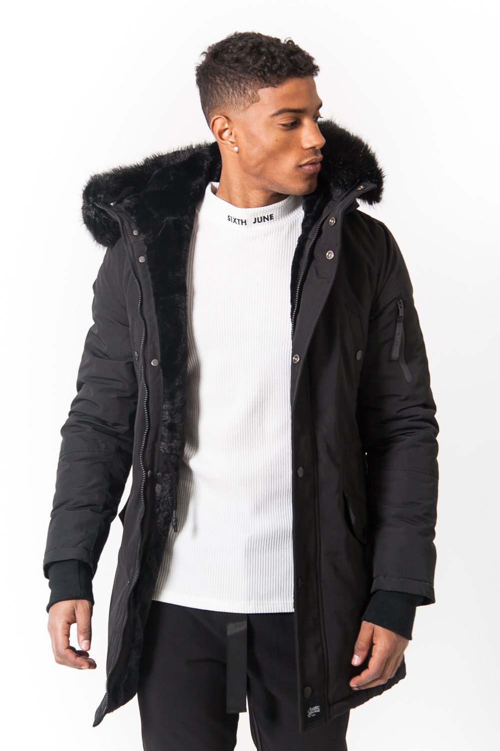 Sixth June - Parka nylon doublure fourrure noir