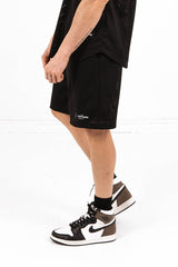 Schwarze Mesh-Shorts mit Logo