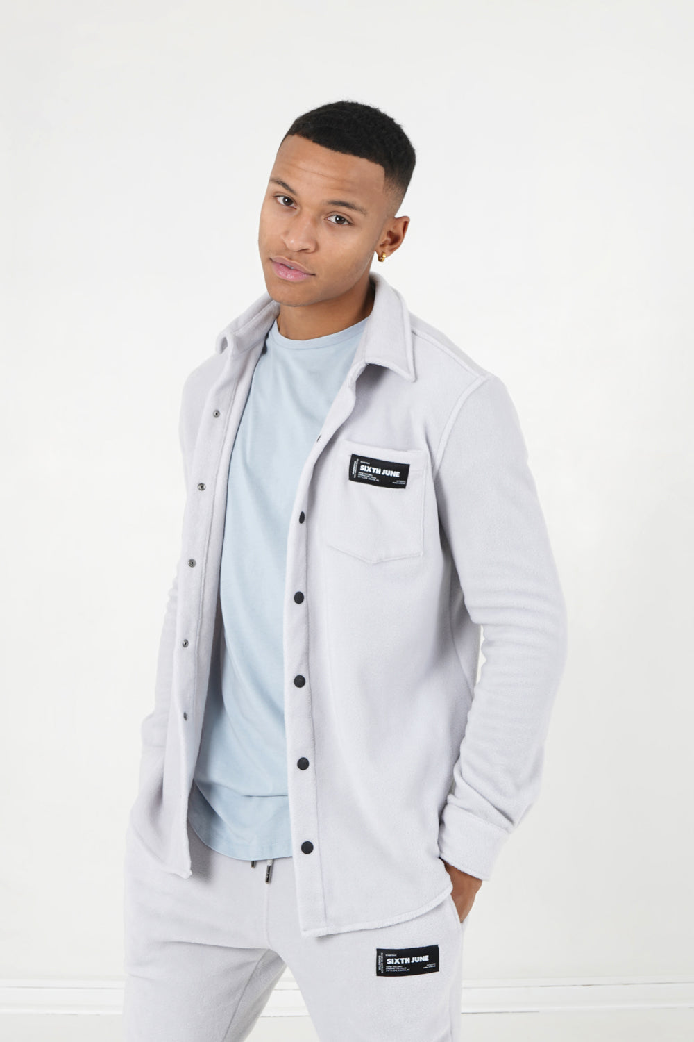 Sixth June - Chemise polaire poche Gris clair