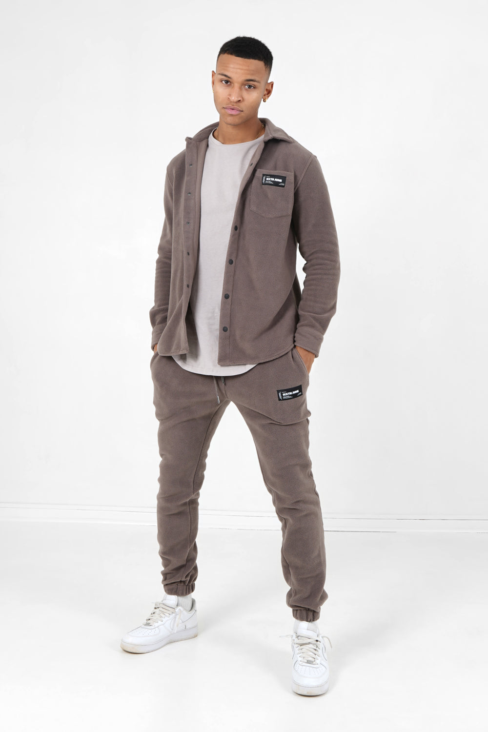 Sixth June - Jogging polaire logo Marron clair