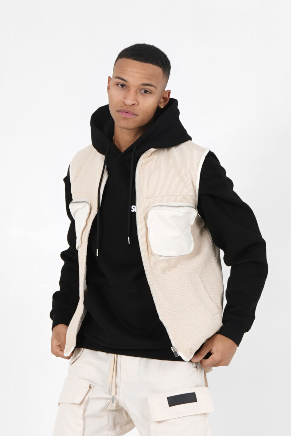 Sixth June - Veste sans manches bi matière Beige clair