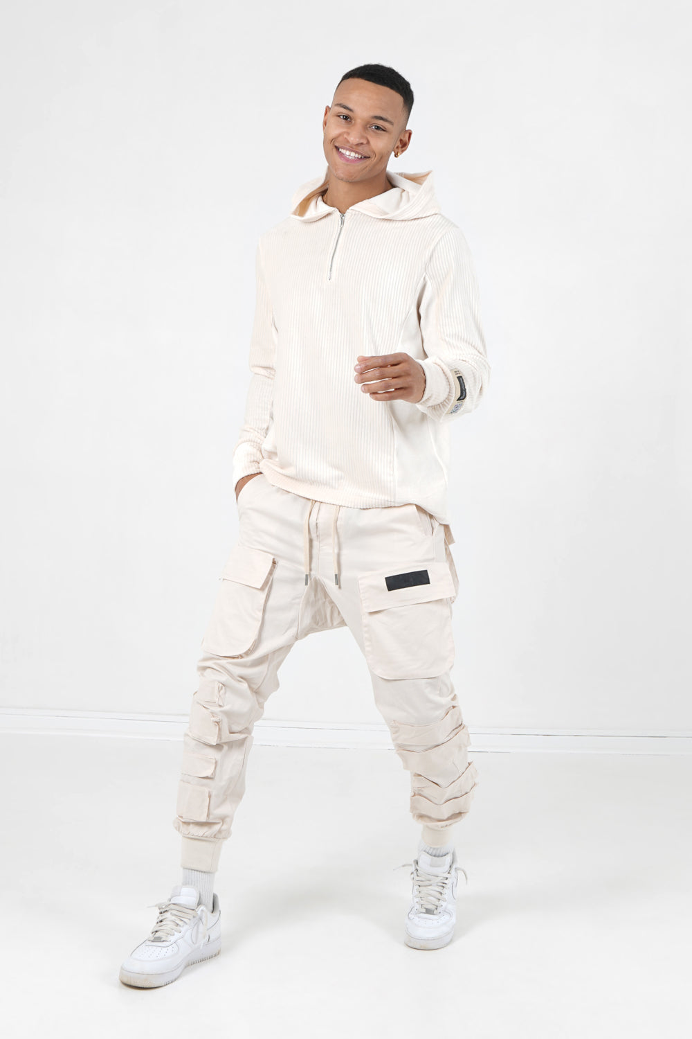 Sixth June - Sweat capuche velours Beige