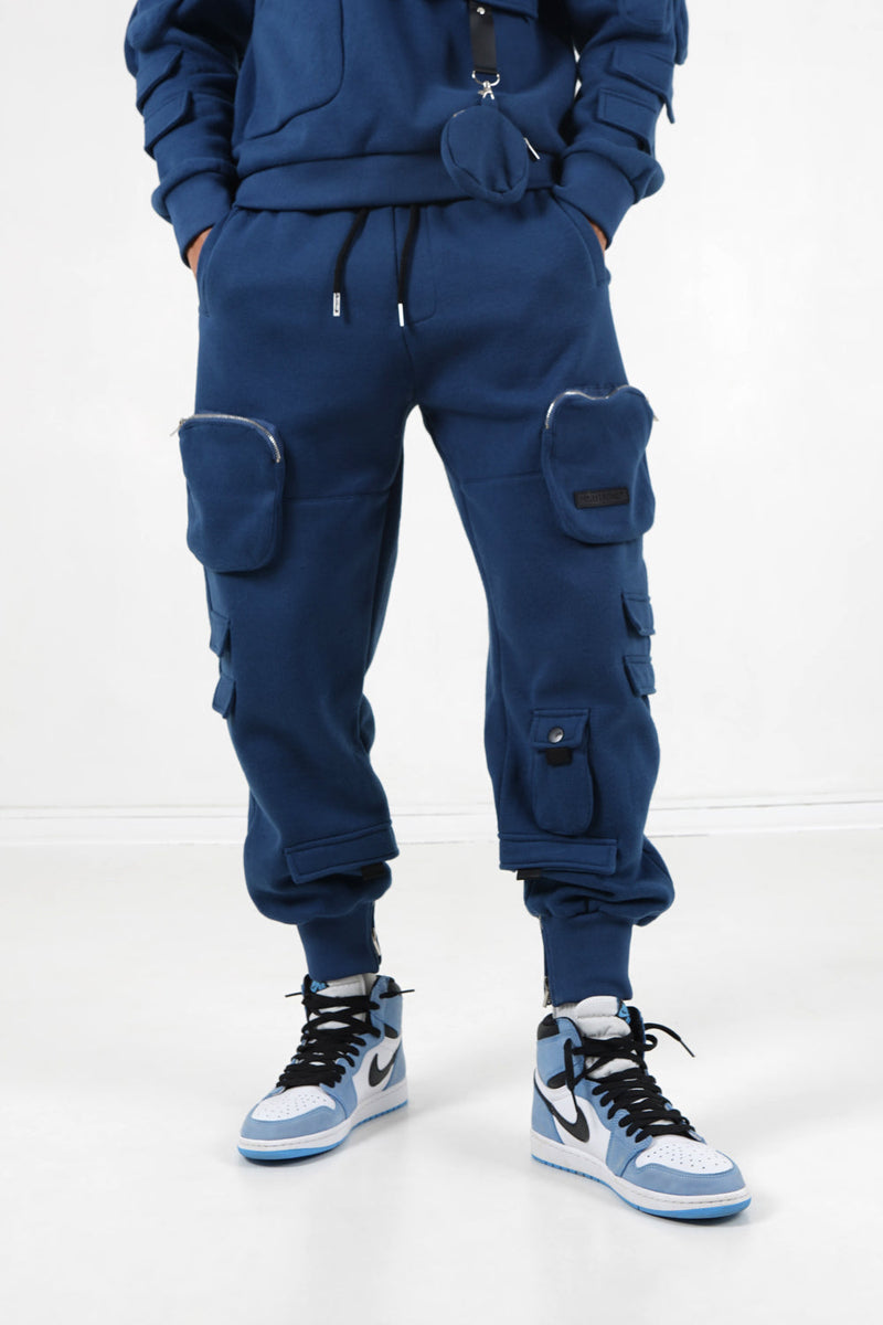 Sixth June - Jogging cargo poches zip Bleu foncé