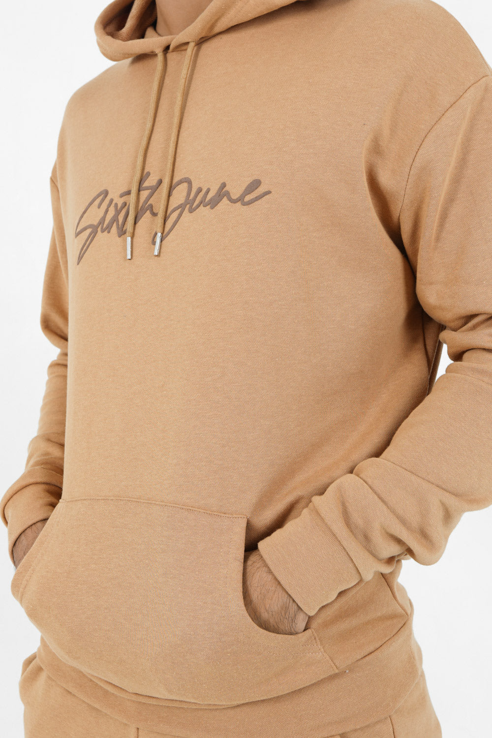 Sixth June - Sweat capuche logo signature Marron clair
