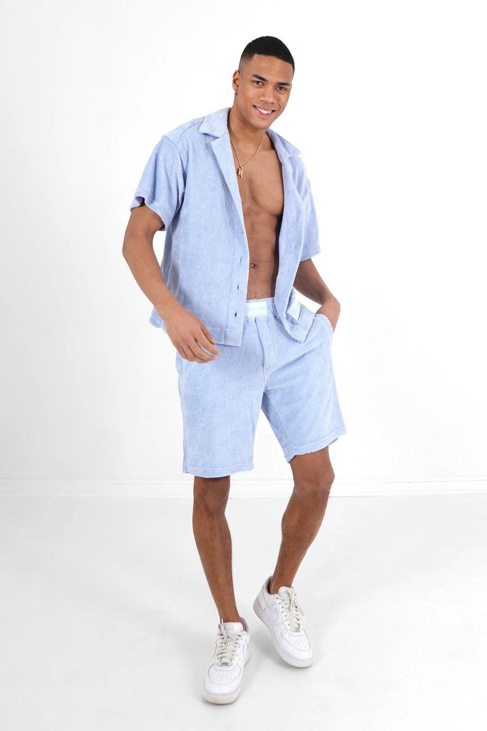 Sixth June - Short towel monogramme Bleu clair