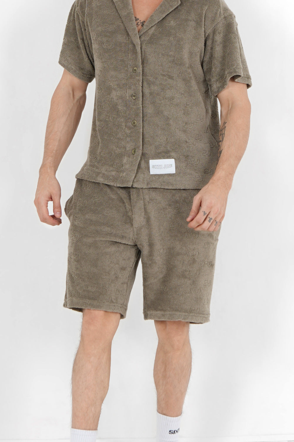 Sixth June - Short towel monogramme Vert kaki