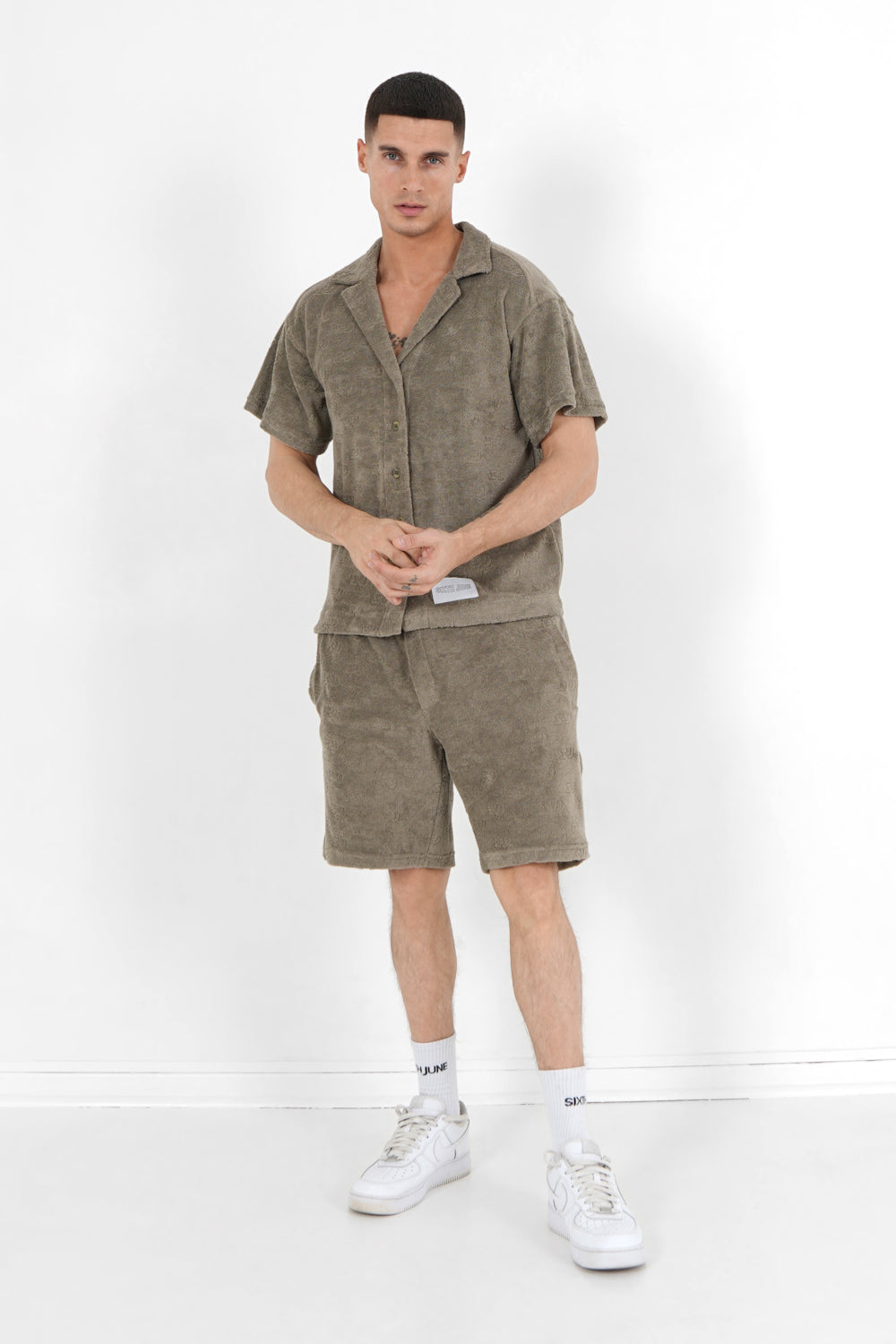 Sixth June - Short towel monogramme Vert kaki