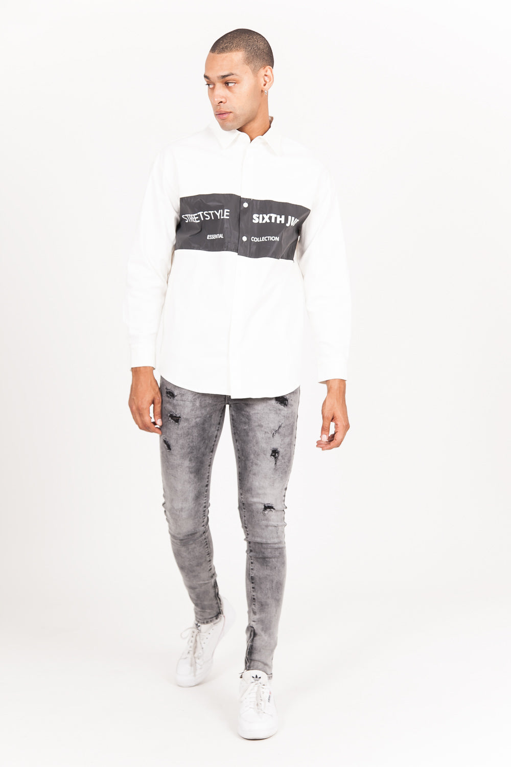 Sixth June - Chemise streetstyle bande réfléchissante blanc