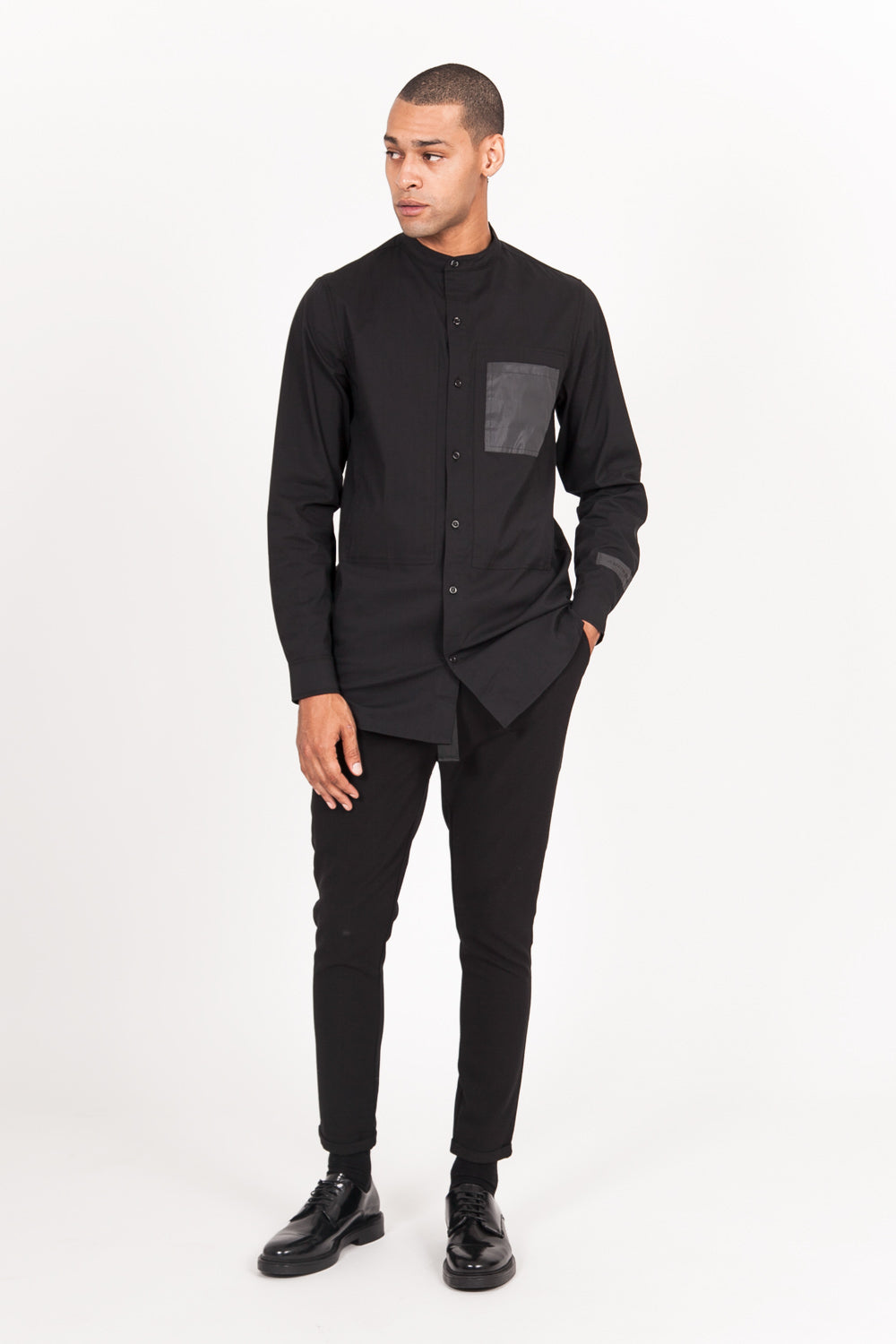 Sixth June - Chemise mao poche réfléchissante noir