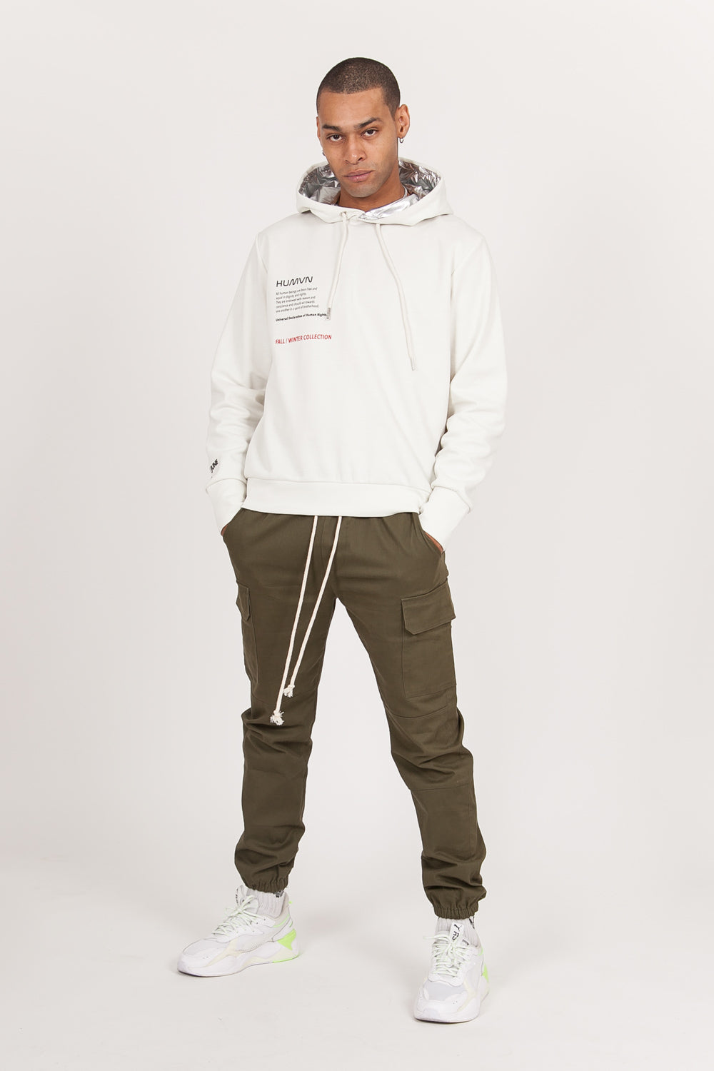 Sixth June - Sweat capuche aluminium human blanc cassé