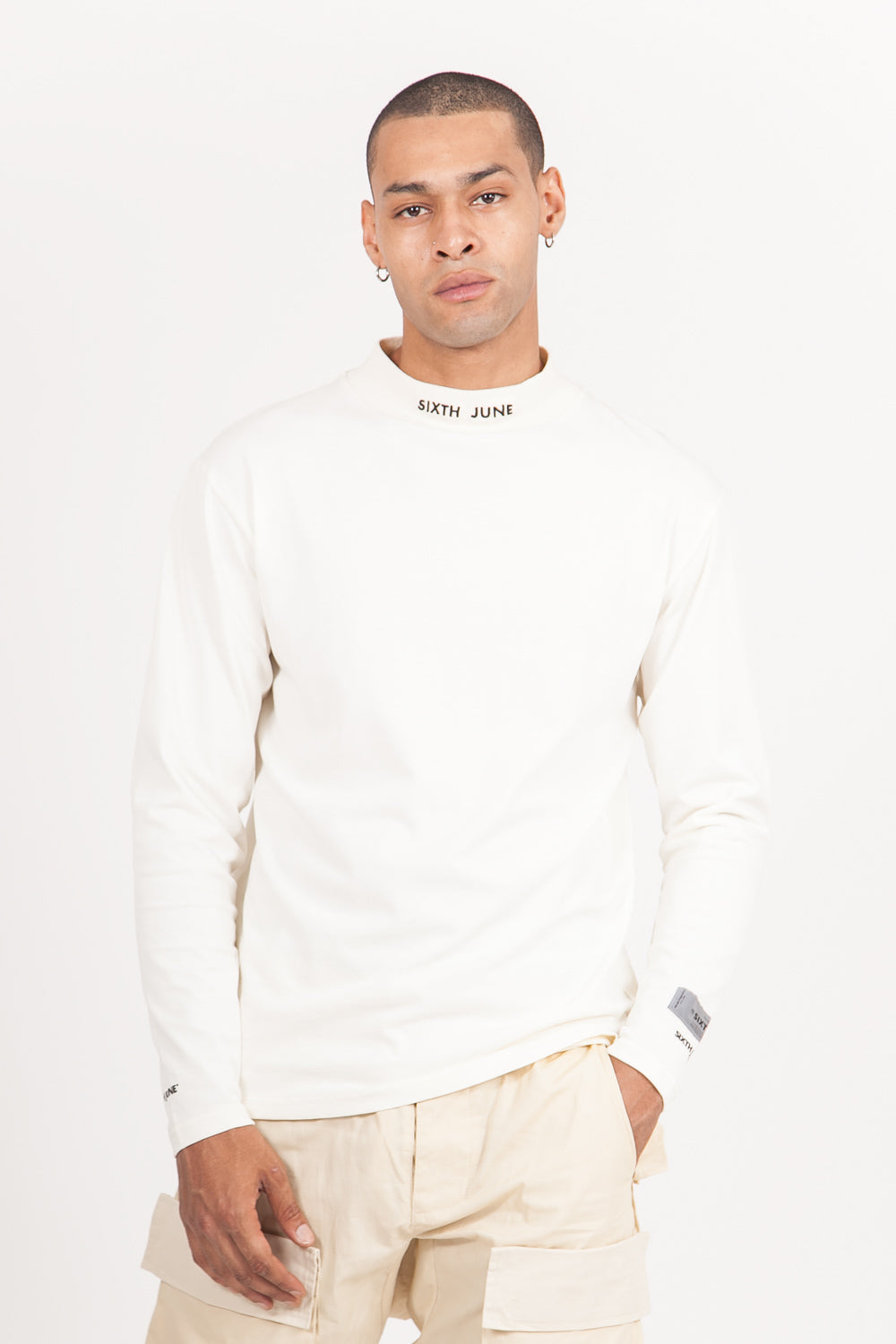 Sixth June - T-shirt col cheminée logo blanc cassé