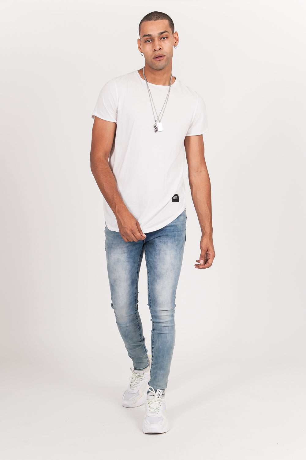 Sixth June - Jean usé base logo bleu clair