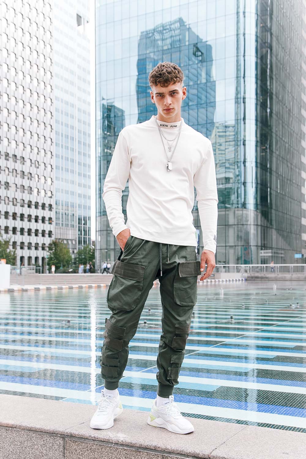 Sixth June - T-shirt col cheminée logo blanc cassé