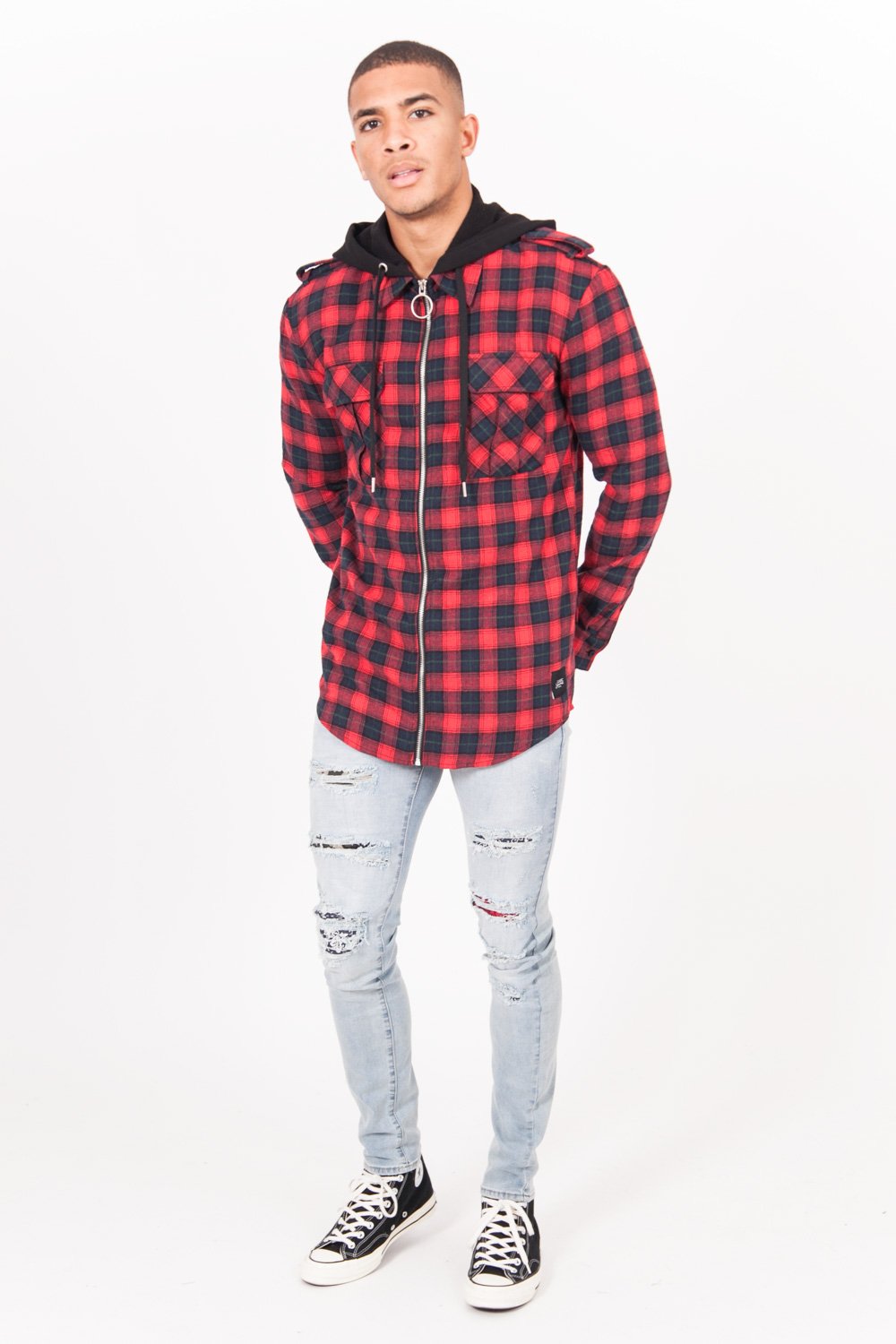 Destroyed Yoke Jeans Blue